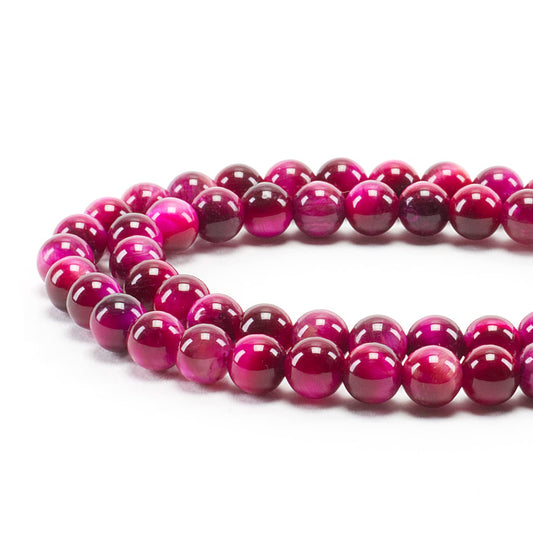 Cherry Tree Collection | 100PCS 6mm Pink Tiger's Eye Gemstone Round Beads for Jewelry Making | Includes Storage Box, Elastic String, and Needles