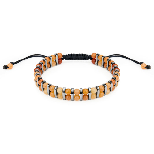 MAIYIDACK Double Row Red Aventurine Hematite Energy Art Jewelry, 3-in-1 Triple Protection Bracelet for Abundance & Vitality, Spiritual Men & Women, Reiki Healing Gift (Red Aventurine)