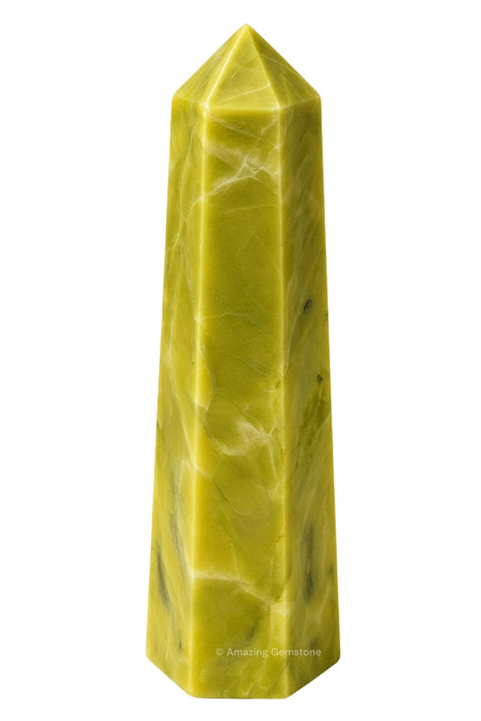 Amazing Gemstone Serpentine Crystal Towers - Natural Healing Crystal Point Obelisk for Reiki Healing and Crystal Grid (3" to 4" INCH)