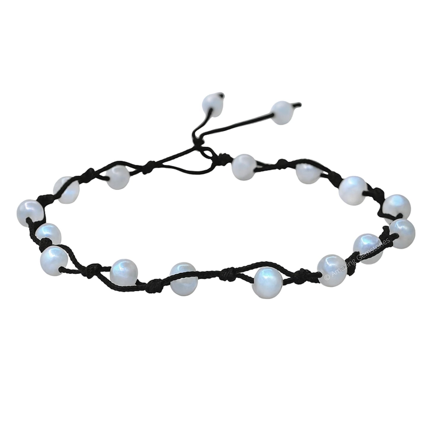 Amazing Gemstone Rainbow Moonstone Anklet Ankle Bracelets for Women - Waterproof Beaded Healing Crystal Anklets, Plus Size Chakra Gemstone Bead Anklet (Stretchy Adjustable - Hand Knotted)