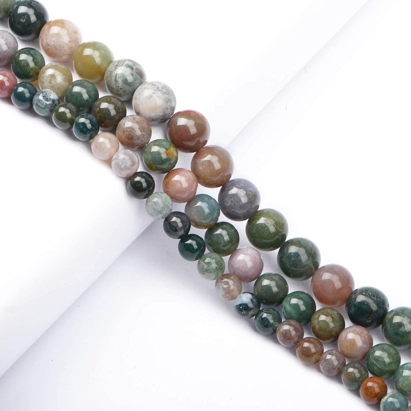 AD Beads Natural Gemstone Round Loose Beads 15" for Bracelet Necklace Earrings Jwelery Making Crafts DIY (6mm, Indian Agate)