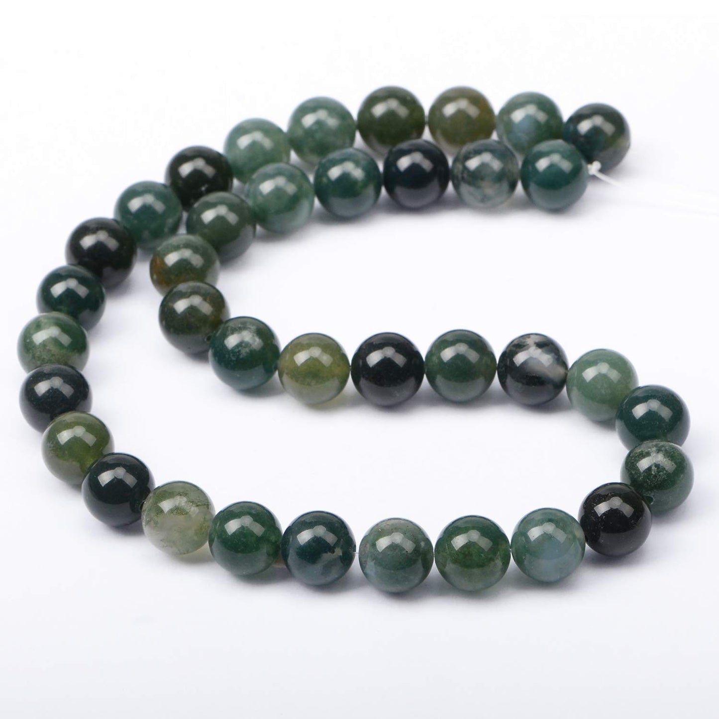 AD Beads Natural Gemstone Round Loose Beads 15" for Bracelet Necklace Earrings Jwelery Making Crafts DIY (10mm, Moss Agate)