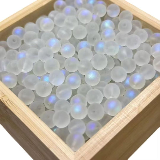 200 Pcs Clear Matte Crystal Glass Beads,Exquisite Mermaid Aurora Beads with Hole Jewelry for Making Crafts DIY Necklace Bracelet Earring, Making Holiday Gift, 4mm
