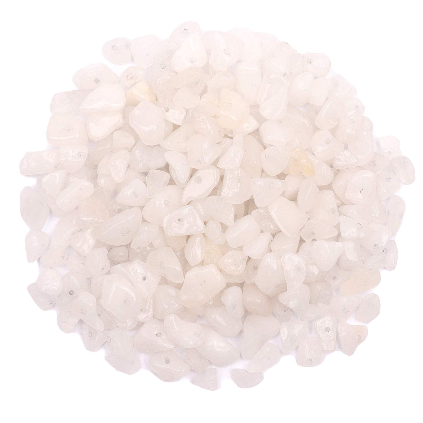 500 pcs Natural Chip Stone Beads, Alabaster 5-8 mm Irregular Gemstones Healing Crystal Loose Rocks Bead Hole Drilled for Jewelry Making Bracelet