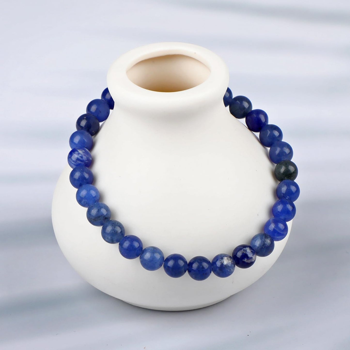 LPBeads Handmade Natural Gemstone Stretch Elastic 6mm Blue Sodalite Bracelet Healing Crystal Round Stone Beads Jewelry Gifts for Women Men