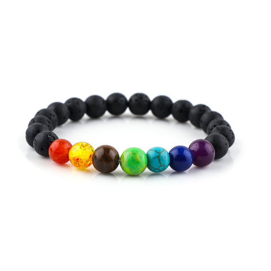 CRYSTALIS 7 Chakra Charged Stones Bracelet, Essential Oil Aromatherapy Mix Crystals Bracelet, Zodiac, Spiritual Jewelry - 8mm Beaded Bracelet for Women Men Unisex - Elastic Adjustable Size