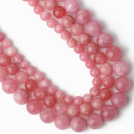 Yochus 45pcs Natural Pink Colored Jade Stone Beads for Jewelry Making，8mm Healing Crystal Round Gemstone Beads for Bracelet Making DIY Necklace