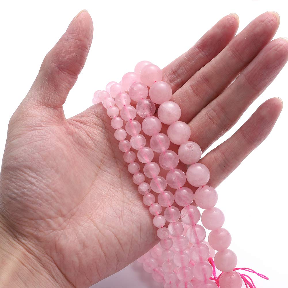 BEADIA Natural Rose Quartz Crystal Stone Round Loose Semi Gemstone Beads for Jewelry Making 8MM 44PCS