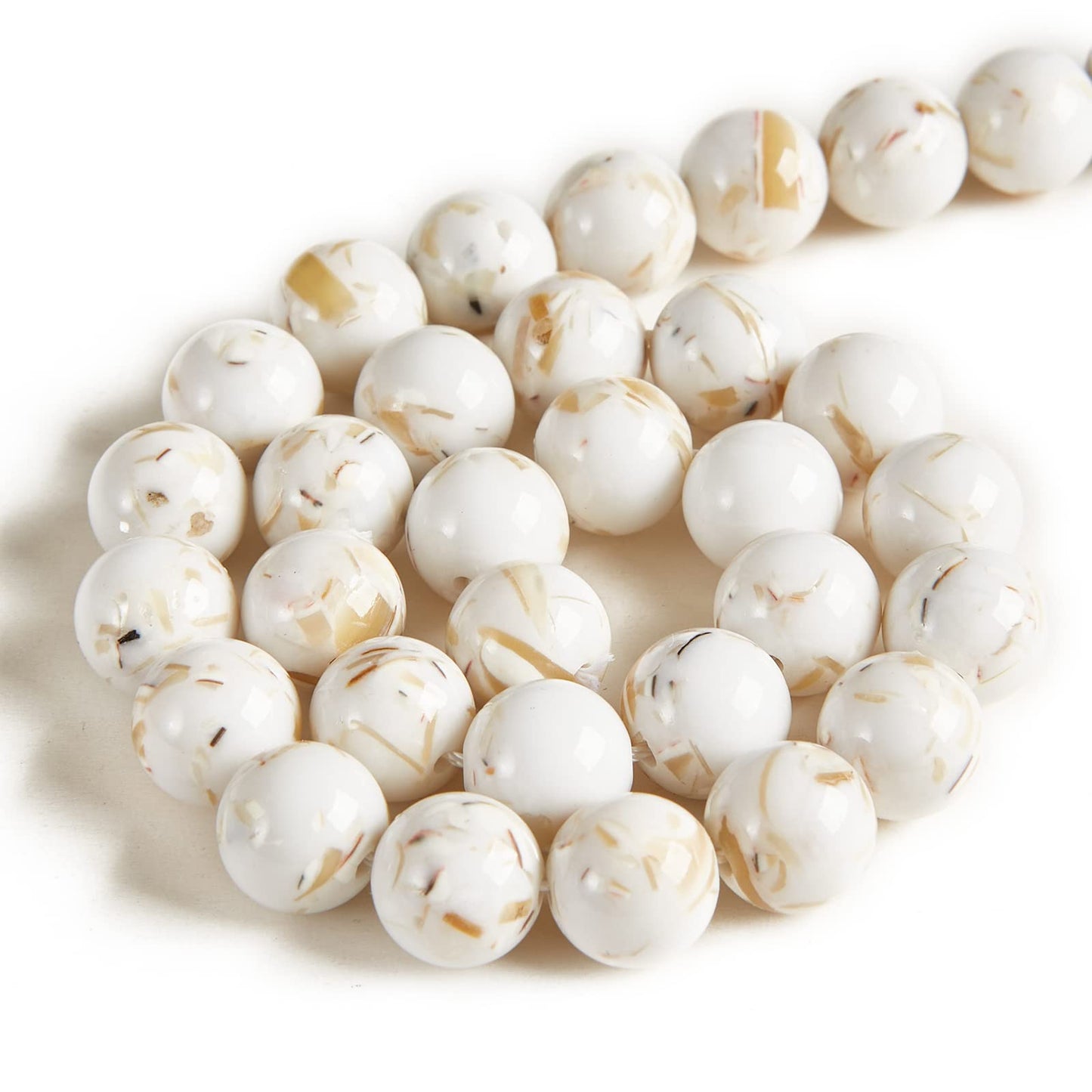 100pcs 10mm White Shell Turquoise Beads Natural Gemstone Beads Round Loose Beads for Jewelry Making
