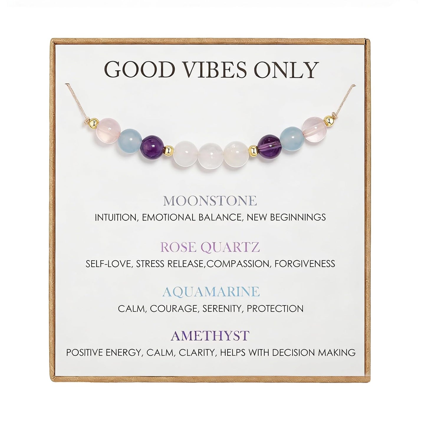 KOFISNI Moonstone Healing Bracelet for Women Negative Energy Hope Bracelet for Women Blocker Black Obsidian Bracelets First Time Mom Gifts Mothers Day Friendship Gifts for Him Her (Good Vibes Only)