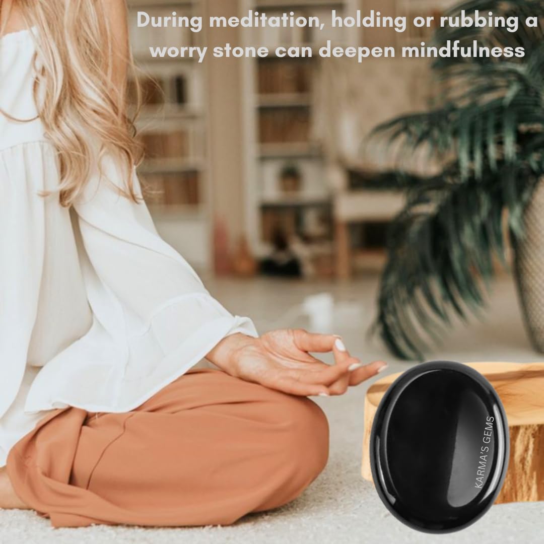 Black Obsidian - Rubbing Natural Thumb Worry Stone - Hold in Your Hand for Relaxation or Anxiety Relief - Enhance Meditation, Aid in Healing the Mind, Body and Spirit