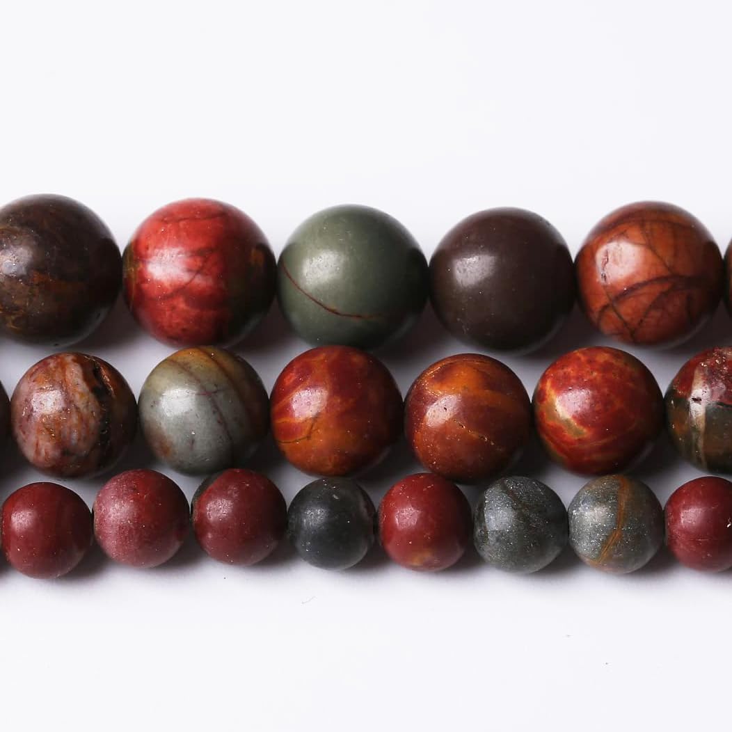 36PCS 10MM Natural Picasso Jasper Round Loose Stone Beads for Jewelry Making DIY Energy Stone Healing Power Bracelet 15"