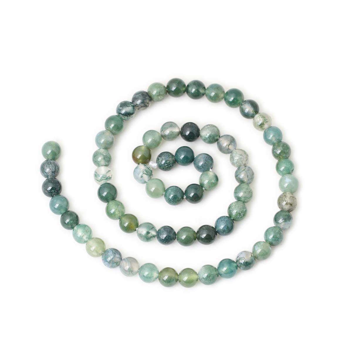 CHEAVIAN 60PCS 6mm Natural Moss Agate Gemstone Round Loose Beads for Jewelry Making DIY 1 Strand 15"