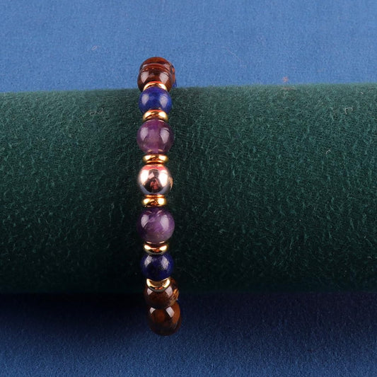 KSQS Healing Stone Bead Bracelet for Women, Natural Gemstones Balance Protection Bracelet, Spiritual Crystal Beads Bracelet Anxiety Relief with Meaning Card(#6)