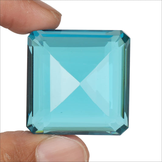 GEMHUB Gemstones For Jewelry Making 93.50 Ct Brazilian Swiss Blue Topaz Square Shape Loose Gemstone Crystals