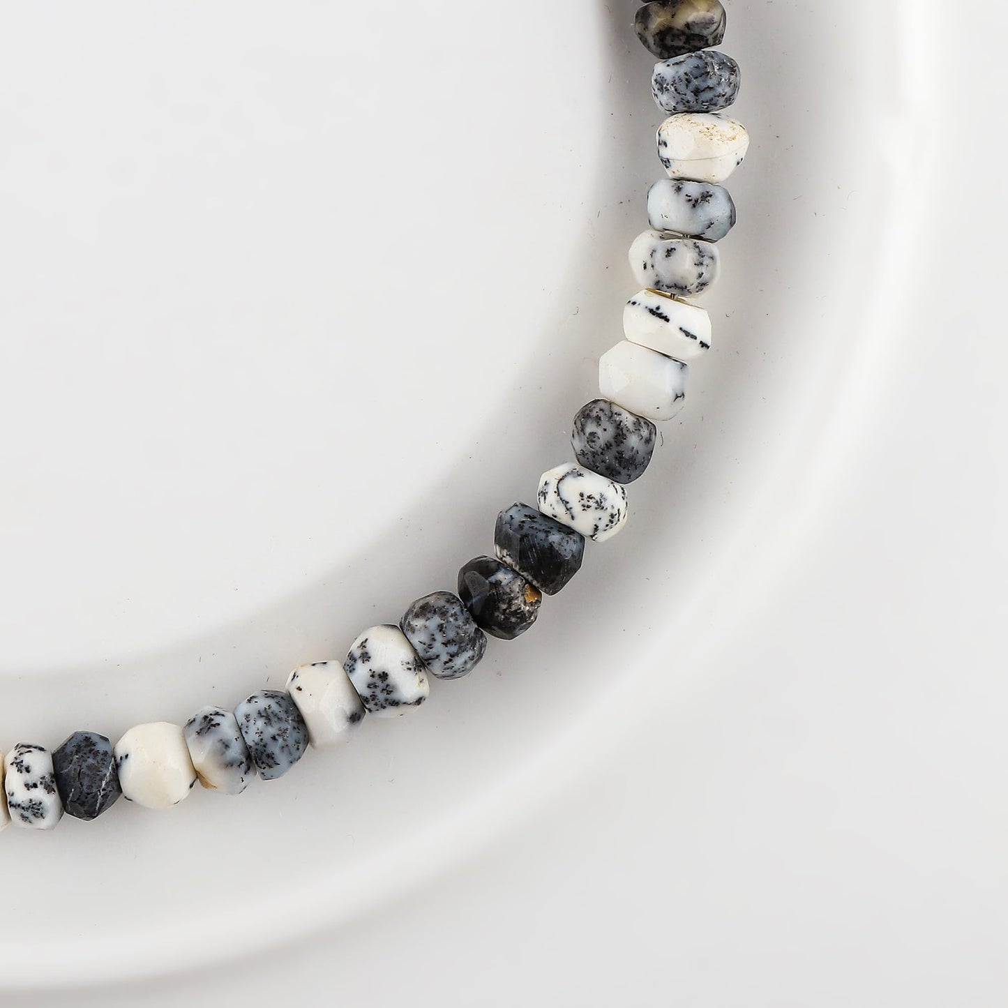 CRYSTALINES Natural Dendrite Opal Gemstone Bolo Bracelet, Faceted Beads Stones, Hypoallergenic Handmade Boho Jewelry for Women, Healing Crystals, Adjustable Silver Chain 6+4inch, Birthday Gift