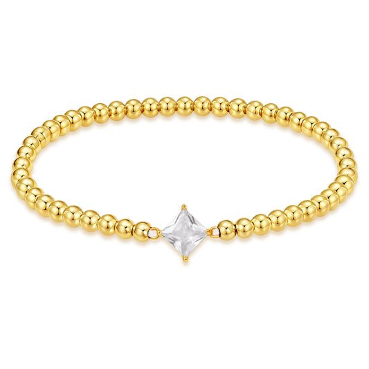 HZDK Beaded Bracelets for Women - 14K Gold Plated Beaded Bracelets for Women Charm Bracelet Gold Trend Jewelry Bead Bracelet Gifts