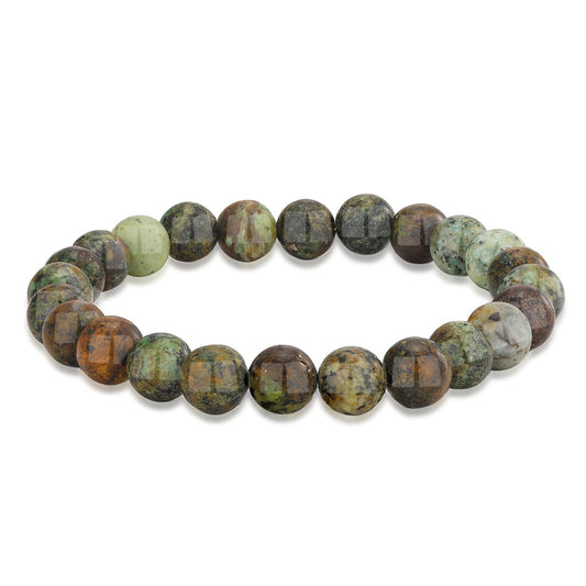 Crystal Vibe African Turquoise Bracelet for Good Luck and Prosperity - Attract Positive Energy and Promote Overall Well-being - 8mm Beaded Bracelet for Spiritual Growth - Elastic Adjustable Size