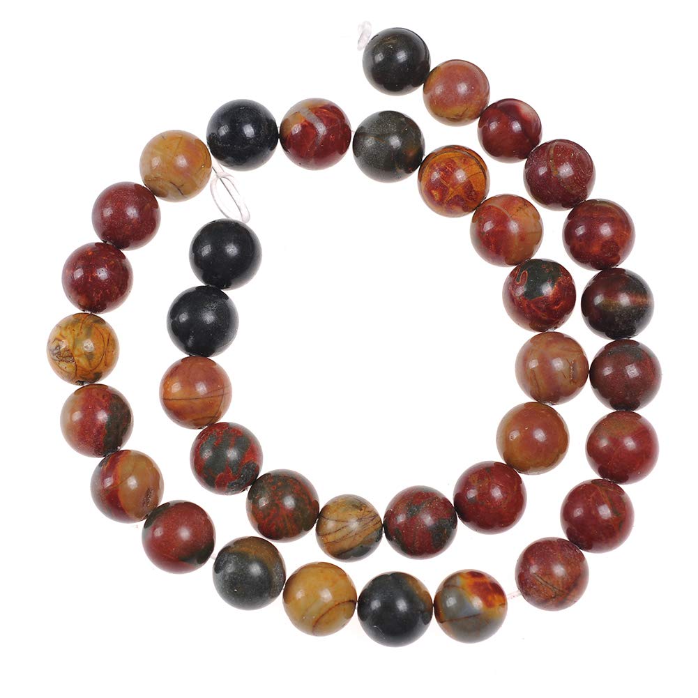 Natural Stone Beads 12mm Picasso Gemstone Round Loose Beads Crystal Energy Stone Healing Power for Jewelry Making DIY,1 Strand 15"