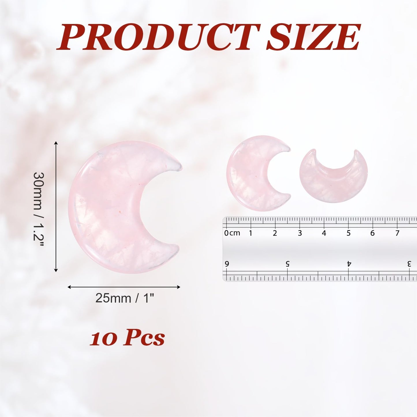 MECCANIXITY 10 Pcs Moon Crystal Worry Stone, 1.2 Inch Length Natural Rose Quartz Moon Gemstone Bulk, Carved Pocket Stones for Meditation Balancing Pendant Decor