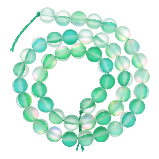 uxcell Matte Crystal Glass Beads 8mm Synthetic Frosted Shining Semi-Precious Round Loose Beads Synthetic Moonstone for Jewelry Making DIY Bracelet, Green
