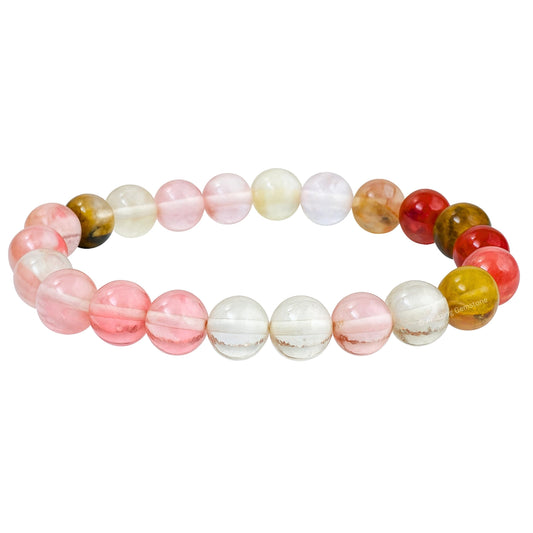 Amazing Gemstone Crystal Bracelet for Women Men's Gifts - Protection Healing Crystal Bracelet - 8mm Gemstone Beaded Stretchable Bracelet Pulseras Para Hombres Mujer Stocking Stuffers Mothers Day Gift (Multi Cherry Quartz)