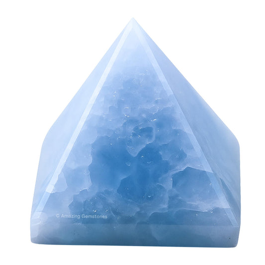Amazing Gemstone Blue Calcite Pyramid Crystal Healing Stones - 1" Great Pyramid Figurine of Natural Stone Pyramid for Meditation, Reiki, Chakra Balancing and Crystal Pyramids Grid
