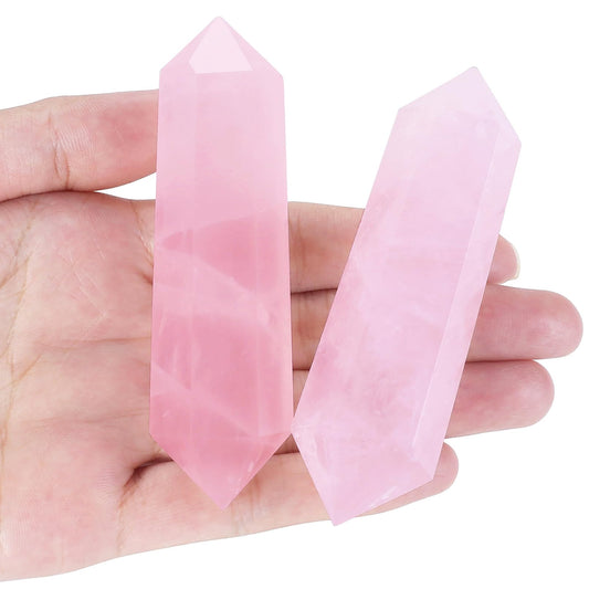 YATOJUZI 3.5" Rose Quartz Healing Crystals Wand Natural Crystals and Healing Stones Large Hexagonal Rose Quartz Crystal Points for Meditation Divination Reiki Energy Balancing 1PCS