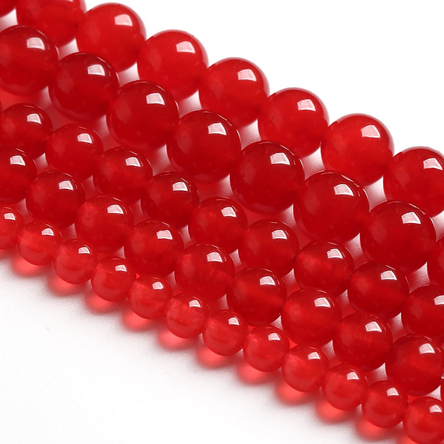 10MM 36PCS Natural Stone Red Chalcedony Jade Round Loose Beads for Jewelry Making DIY Bracelet Necklace