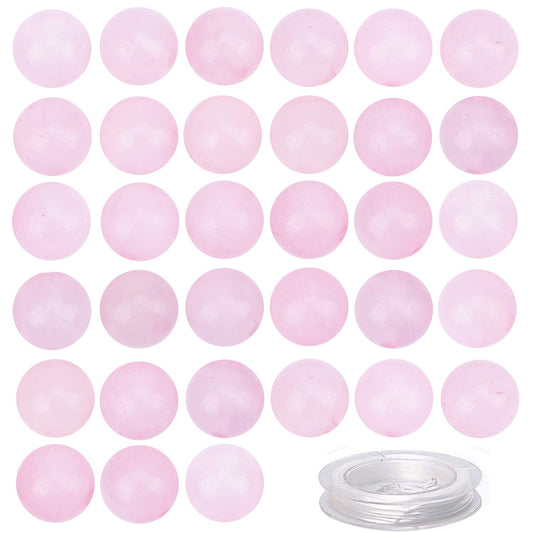 80Pcs Natural Crystal Beads Stone Gemstone Round Loose Energy Healing Beads with Free Crystal Stretch Cord for Jewelry Making (Rose Quartz, 10mm)