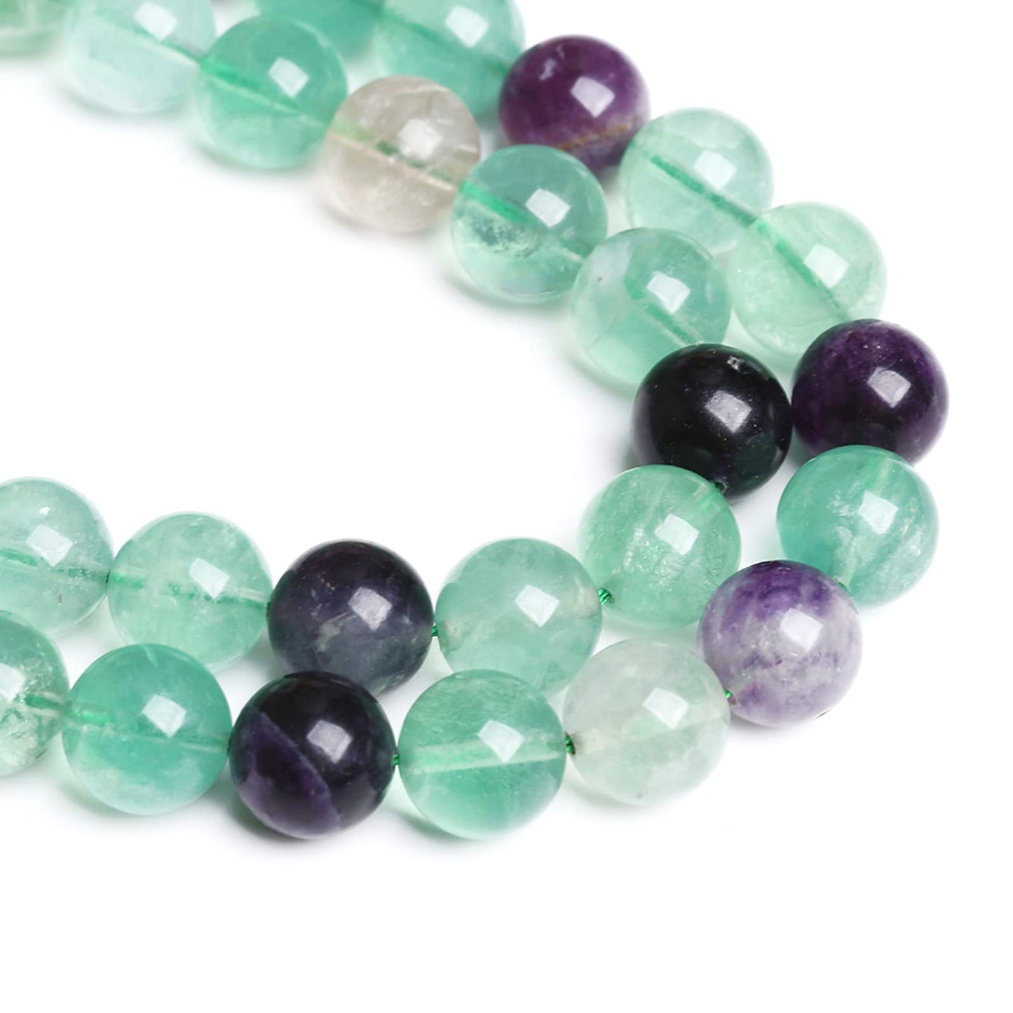10MM 38PCS Natural Stone Green Fluorite Gemstone Beads for Jewelry Making DIY Bracelet 1 Strand