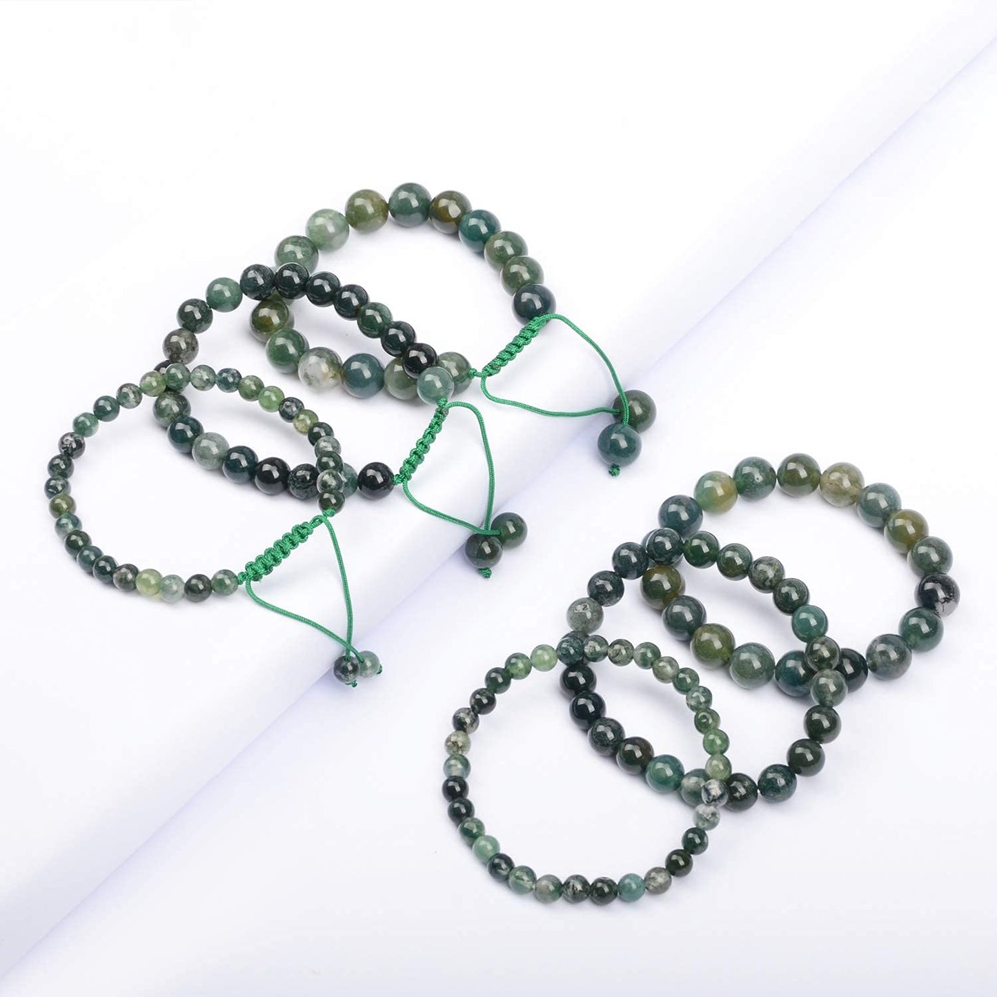 AD Beads Natural Gemstone Round Loose Beads 15" for Bracelet Necklace Earrings Jwelery Making Crafts DIY (10mm, Moss Agate)