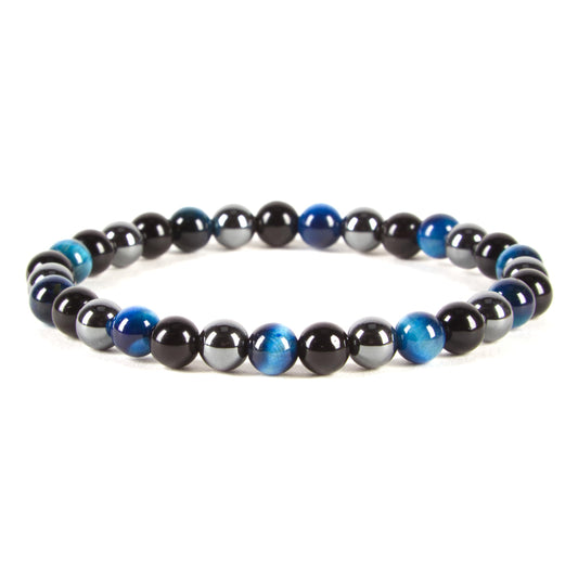 Cherry Tree Collection - Small, Medium, Large Sizes - Gemstone Beaded Bracelets For Women and Men - 6mm Round Beads (Triple Protection Blue - Medium)