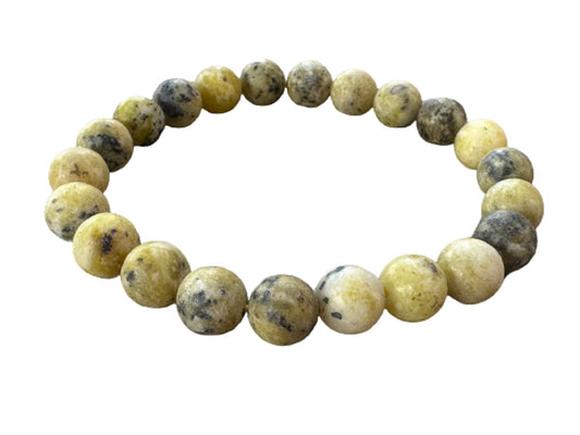 GAF TREASURES Yellow Turquoise Crystal Bead Bracelet 8mm, Genuine Yellow Turquoise Stretch Gemstone Bracelet, Healing Crystal Bracelet, Gift for Men & Women (1)