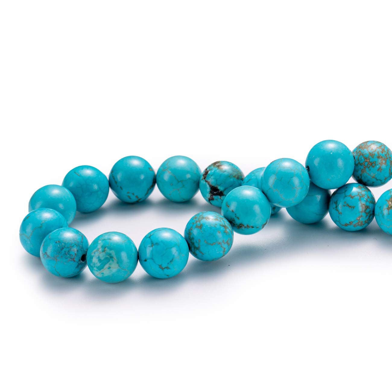 BEADIA Natural Blue Turquoise Stone Round Loose Semi Gemstone Beads for Jewelry Making 10MM 38PCS