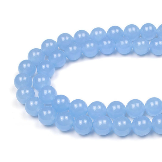 MJDCB Natural Aquamarine Chalcedony Round Loose Beads for Jewelry Making DIY Bracelet Necklace (4mm)