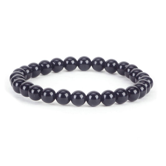 Cherry Tree Collection - Small, Medium, Large Sizes - Gemstone Beaded Bracelets For Women and Men - 6mm Round Beads (Black Obsidian - Medium)