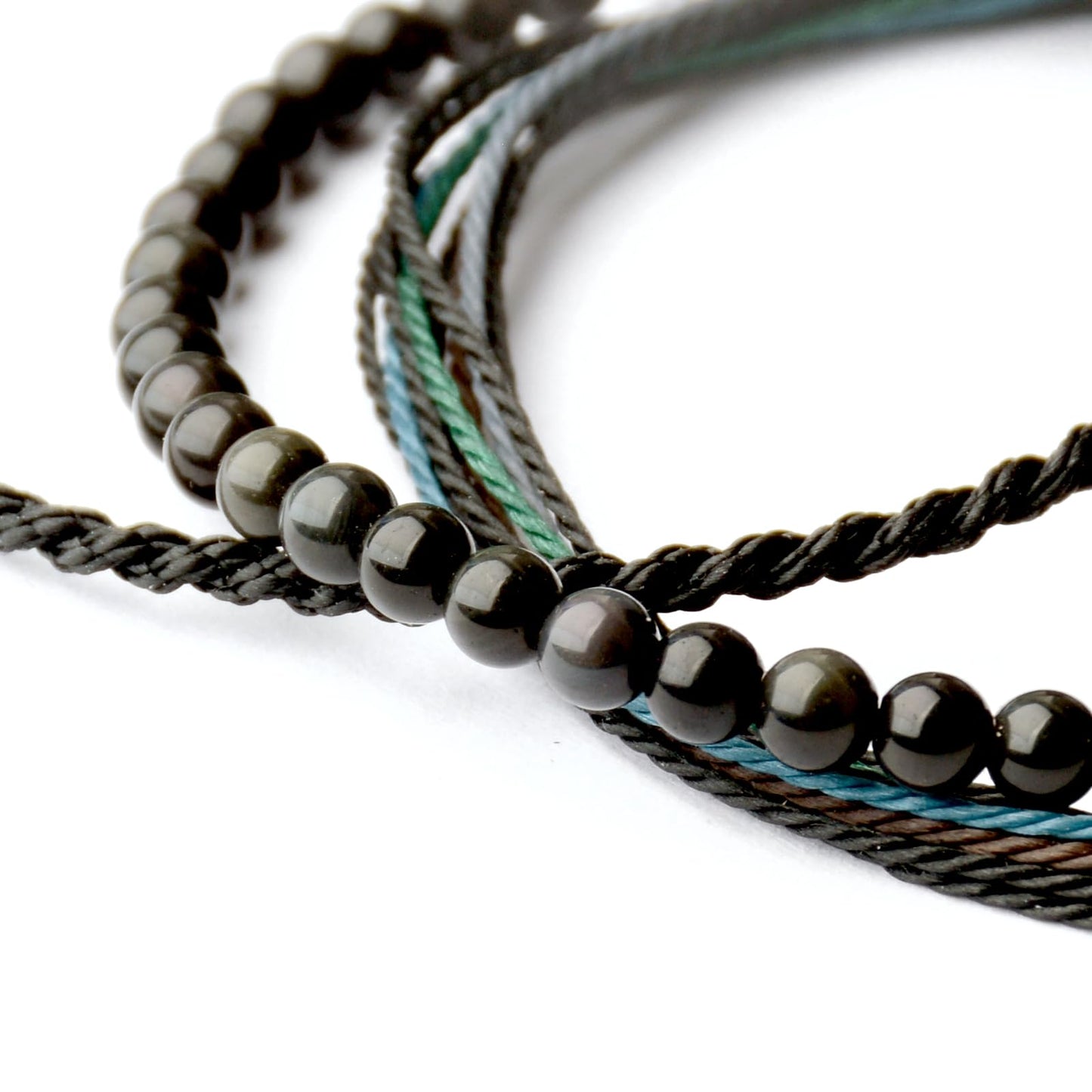 Handmade Natural Stone Beaded Healing Bracelet Gift for Men Adjustable Rope String Bracelet (Colorful Obsidian, Adjustable)