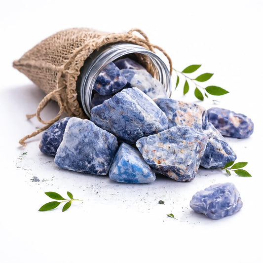 Crocon® 1LB Sodalite Rough Bulk Rocks Natural Stone Spiritual Gifts Raw Gemstone Crystals and Stones Tumbling Cabbing Polishing Gem Mining Chakra Balancing Reiki Healing Good Luck Home Office Décor