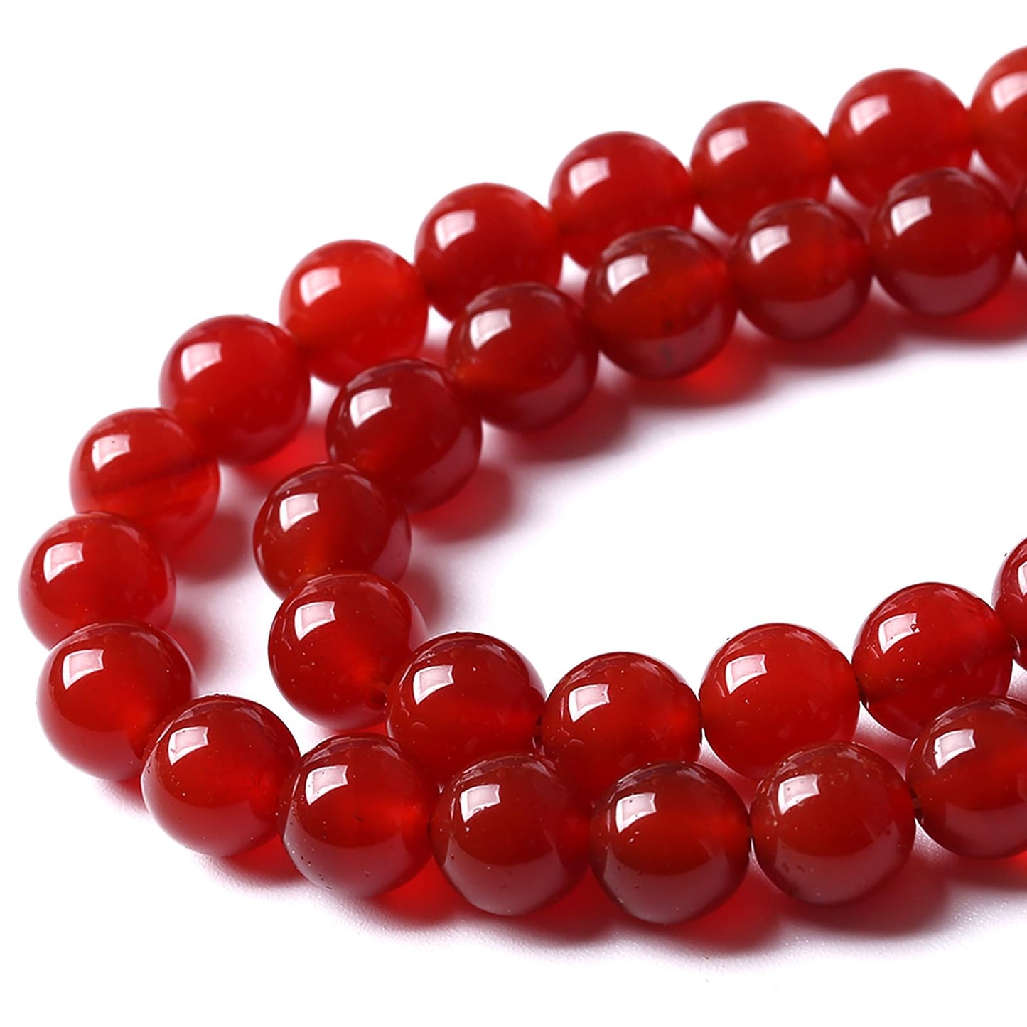4MM 180pcs Semi-Precious Red Agate Beads Natural Stone Round Loose Beads for Jewelry Making DIY Bracelet Necklace 2 Strands 32"