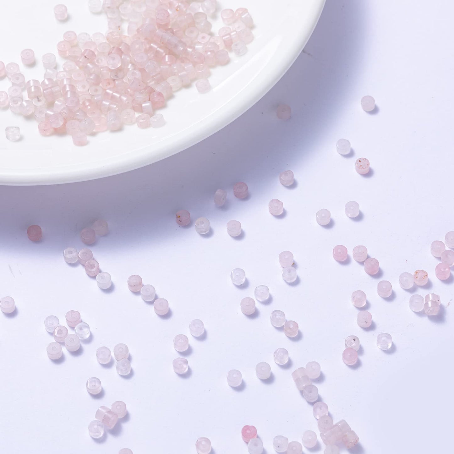 Natural Rose Quartz Stone Spacer Beads 4x2mm 38cm/str Flat Round Loose Semi Gemstone Caps for Making Bracelets Necklace