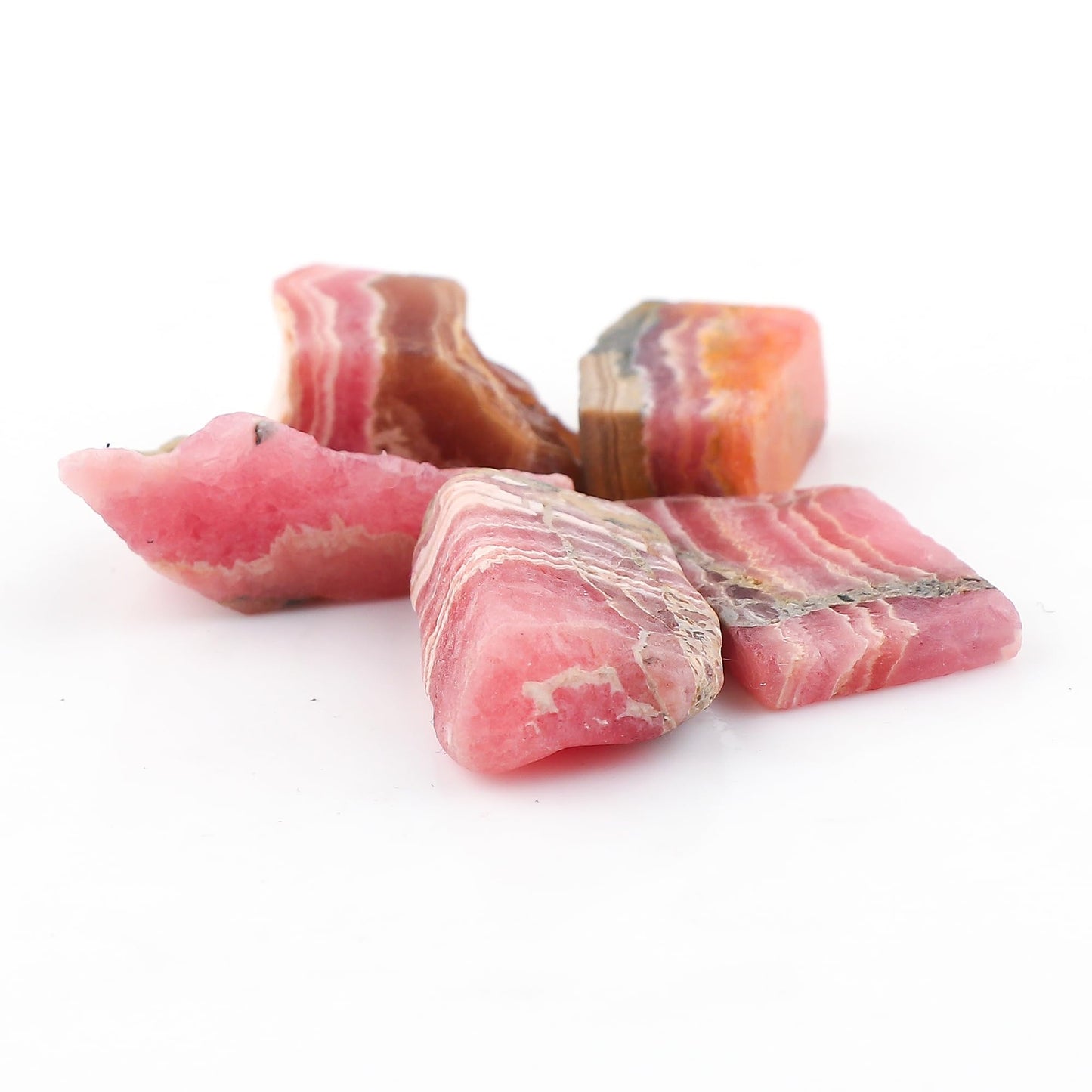 CRYSTALINES 5pcs Wholesale Natural Raw Rhodochrosite Gemstone, Untretaed Rough Stone, Bulk Loose Supplies, DIY Crafts-Jewelry Making, Birthstone, Wire Wrapping, Gem Collection