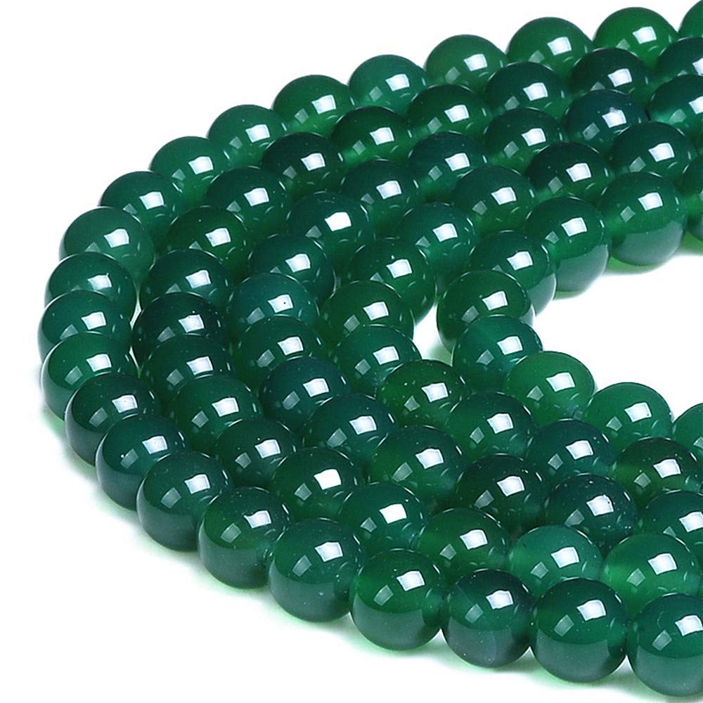 PLTbeads Gorgeous Green Agate Natural Gemstone Loose Beads 8mm Smooth Round Approxi 15 inch DIY Bracelet Necklace for Jewelry Making