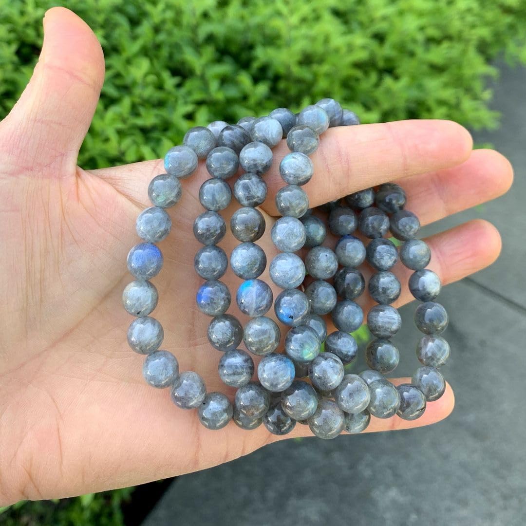 Adabele Real Natural Grade A Labradorite Gemstone Beaded Bracelet 7 inch Stretch Chakra Healing Crystal Stone Jewelry Energy Quartz Rock GB8-10