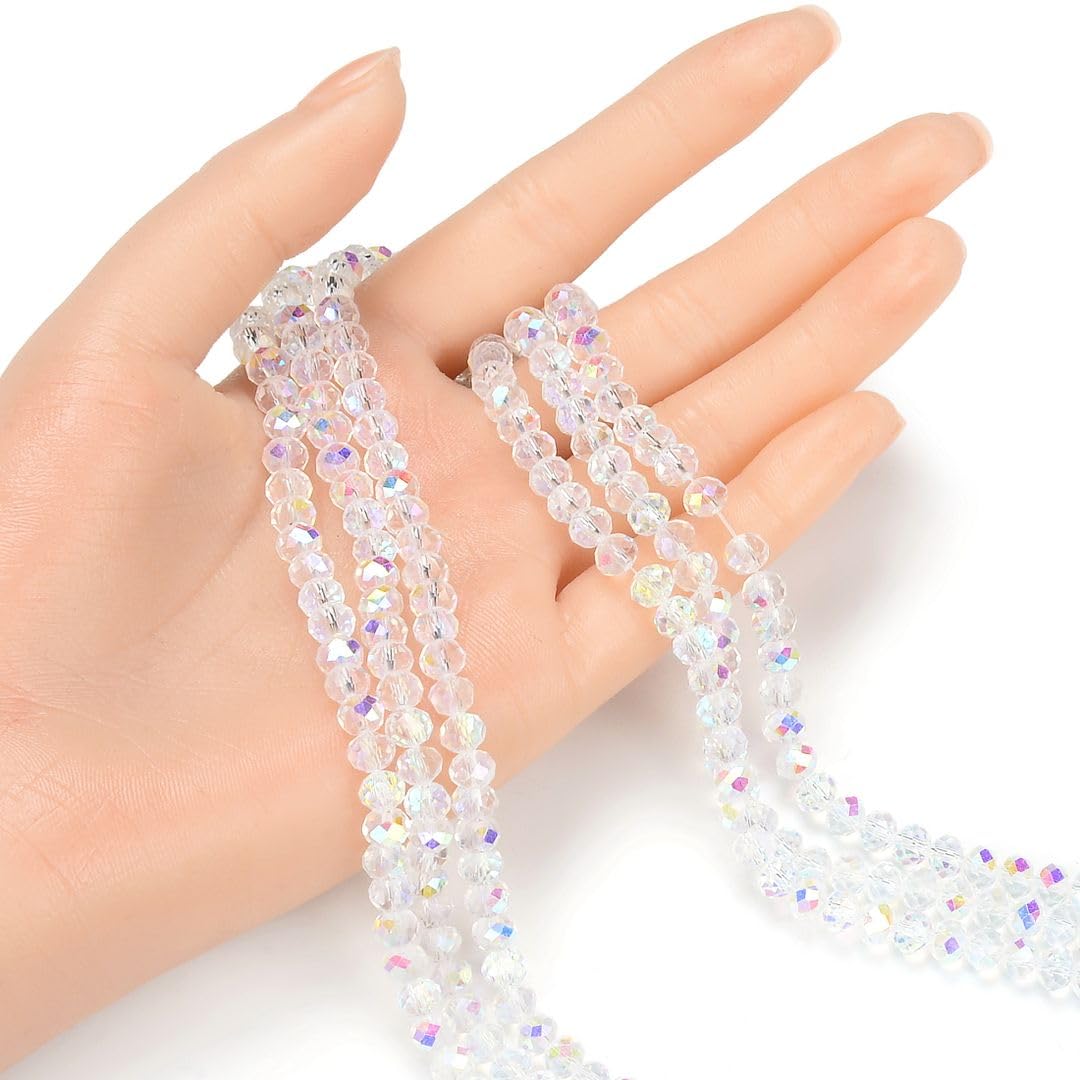 1000pcs Czech Faceted Rondelle Crystal Glass Loose Beads 6mm Spacer Bulk Crystal AB for DIY Craft Jewelry Making CCR602