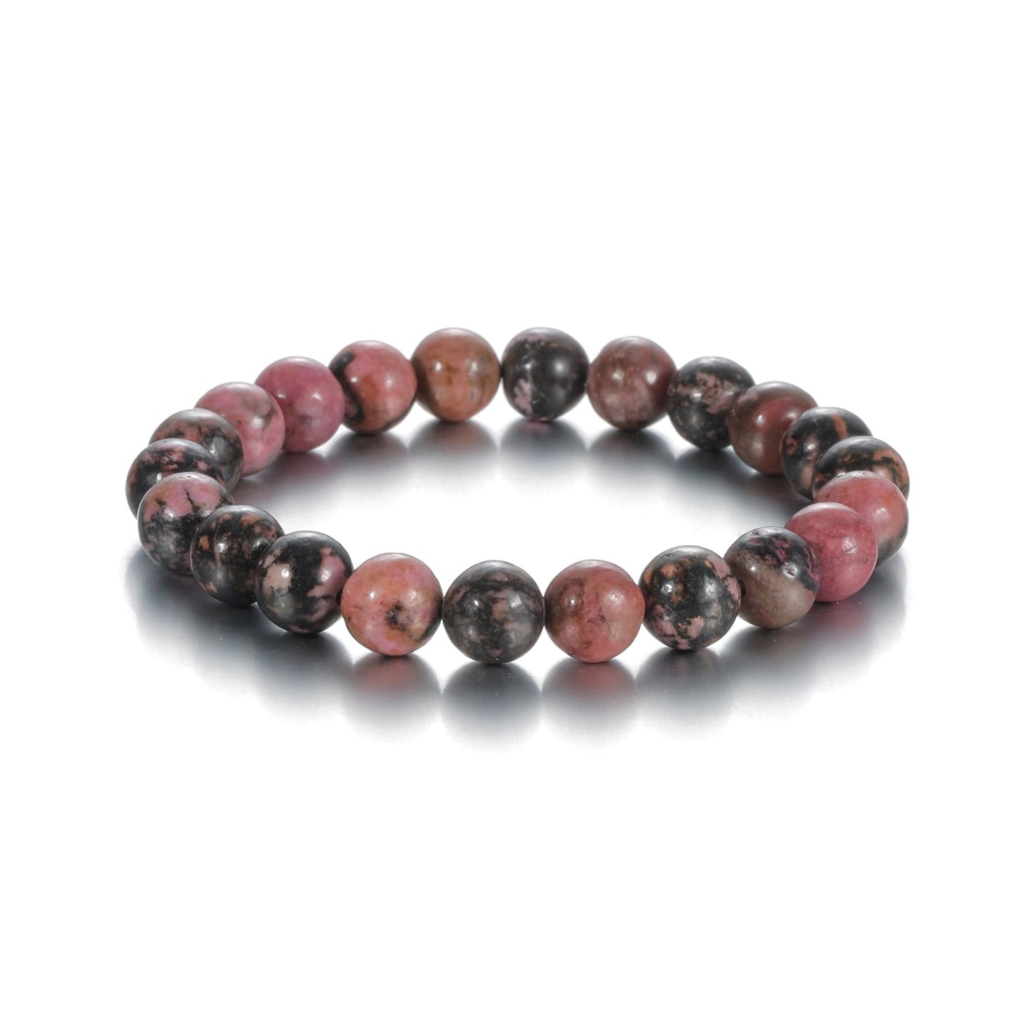Udolfly Womens Crystal Beaded Bracelets for Women Men Protective Energy Bracelet Natural Gemstone Bead Bracelet 4mm Rhodonite
