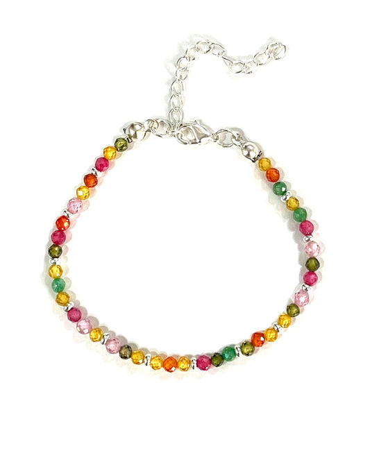Silver Bracelets for Women Natural Stone Colorful Beaded Bracelets Inspiration Healing Crystal Cute Women's Jewelry Bracelet, Colored White Gold