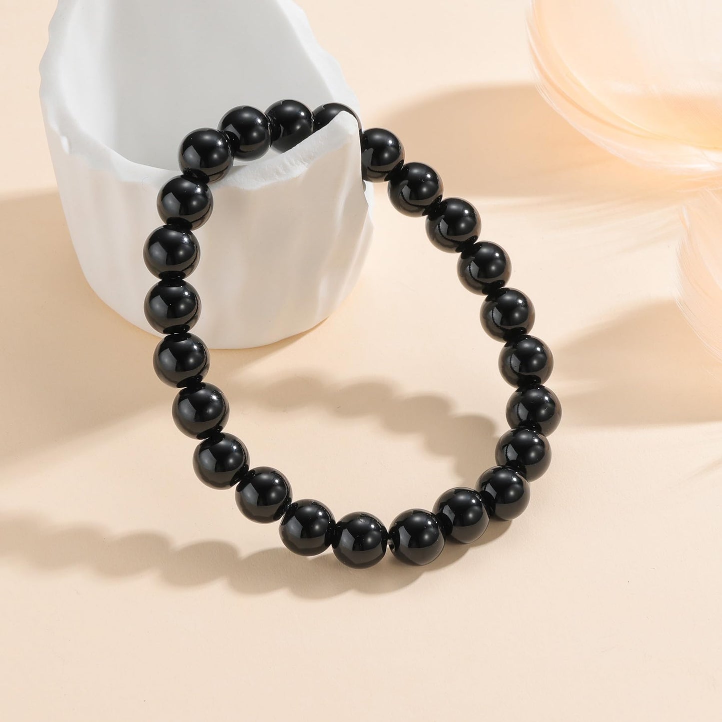 Udolfly Womens Crystal Beaded Bracelets for Women Men Protective Energy Bracelet Natural Gemstone Bead Bracelet 4mm Obsidian