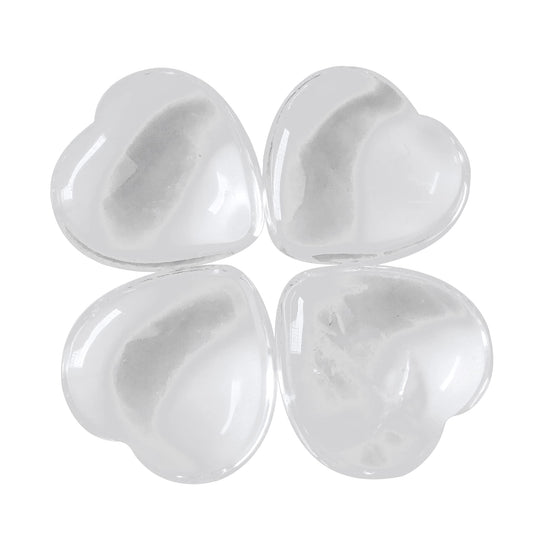Loveliome 4 Pcs Natural Rock Quartz Love Heart Pocket Stone Healing Chakra Worry Stone(1 Inch)