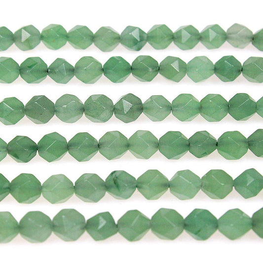 MJDCB Best Sellers Natural Stone Beads Faceted Polygon Green Aventurine Crystal Energy Stone Healing Power for Jewelry Making(8mm)